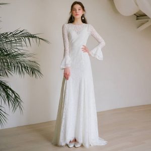 法式赫本風蕾絲輕婚紗