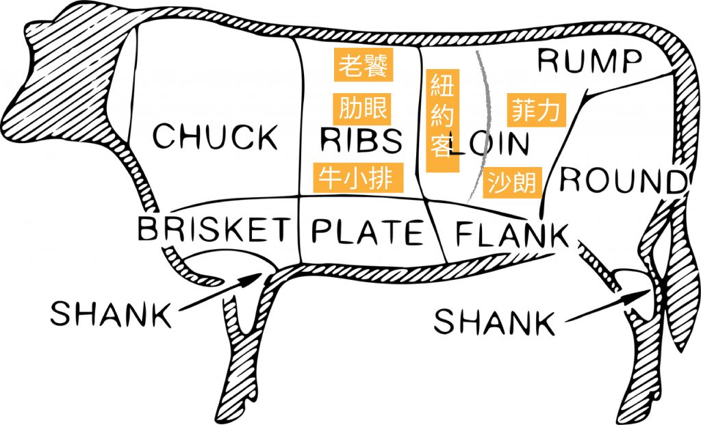 日本和牛、美國牛肉、澳洲牛肉等級差別在那邊?牛排各部位圖解名稱讓你秒懂!