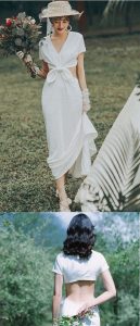超仙簡約緞面韓式輕婚紗小禮服
